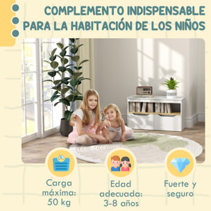 Estantería para Juguetes Infantil Librería Infantil con 2 Cajones y Compartimento para Salón Dormitorio Sala de Juegos 80x30x45 cm Blanco