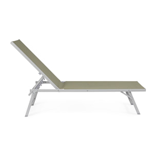 Set di 4 lettini, reclinabili, MACARELLA in alluminio grigio e textilene verde oliva, pieghevoli