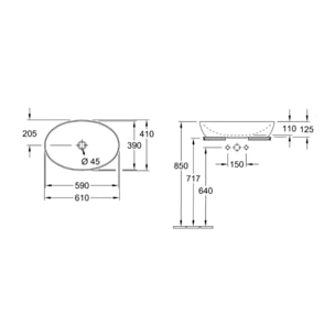 Vasque ovale à poser Artis + bonde à écoulement libre Amande
