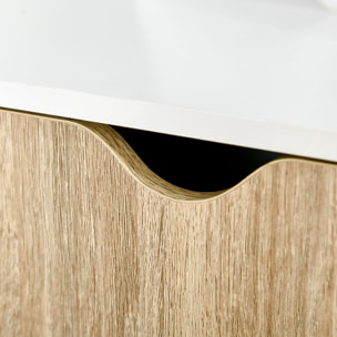 HOMCOM Estantería en Forma de Escalera de Madera con 3 Estantes y 1 Armario de Almacenaje Librería de Estilo Nórdico Moderno 60x40x171 cm Roble y Blanco