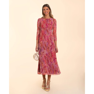 Vestido midi estampado con manga larga