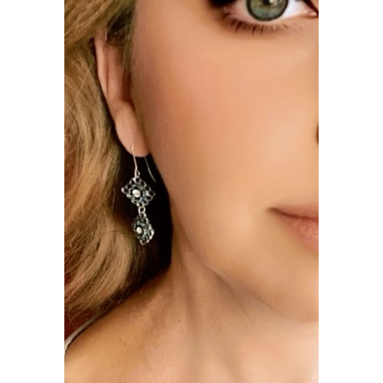 Conjunto reversible Collar y dos pares pendientes en plata 10µ y cristal SW Fuschia y Cristal