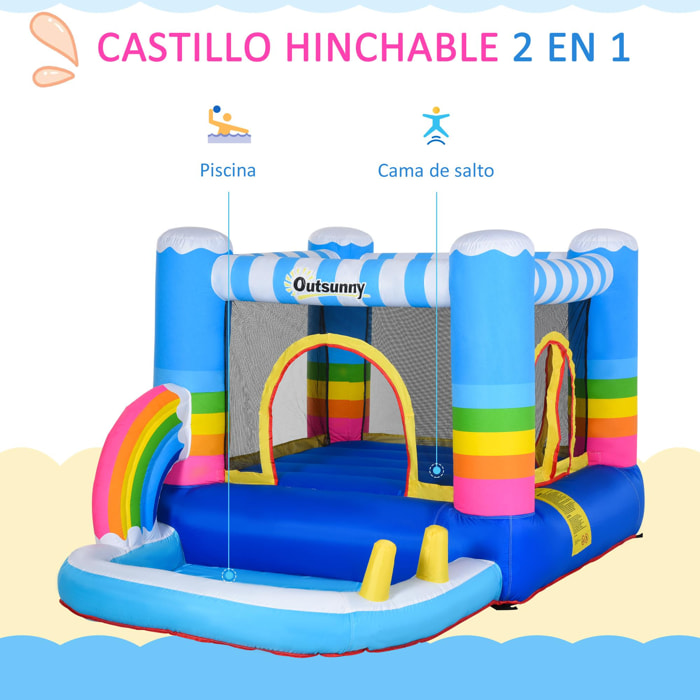 Castillo Hinchable con Cama de Salto y Piscina para Niños de +3 Años Incluye Inflador y Bolsa de Transporte para Interior Exterior 280x170x155 cm Multicolor