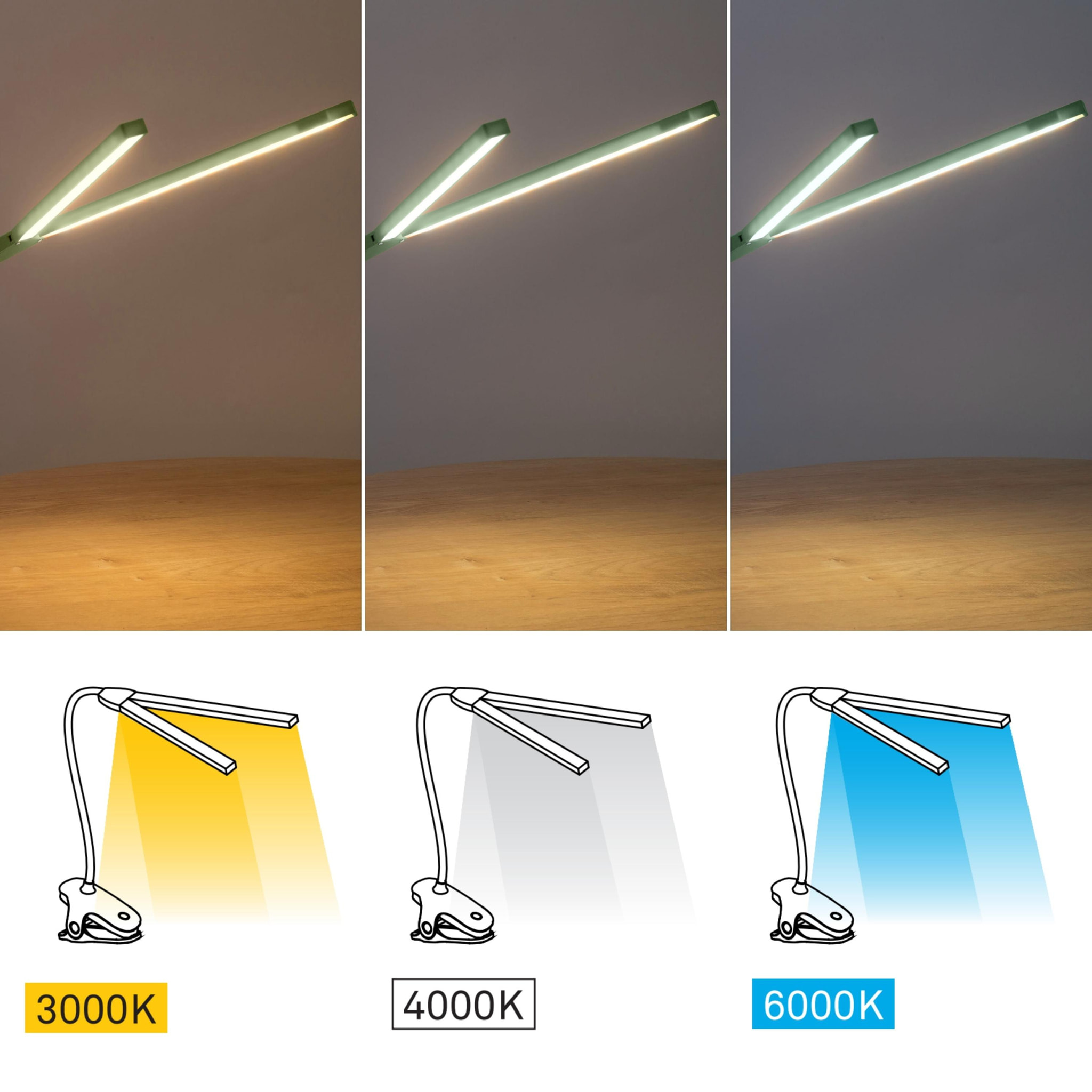 Forlight Joy Lámpara de escritorio LED portatil. Cambio de intensidad y temperatura. Brazo flexible y ángulo variable. Verde.
