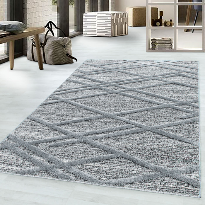 PISA - Tapis de salon à motif artistique gris - PIS4706GRI