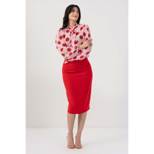 Kocca - Blusa fantasia con fiocco Donna, Pois, Girocollo