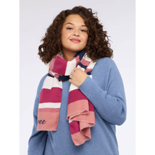 Fiorella Rubino - Bufanda a rayas con logo #livefree - Burgundy