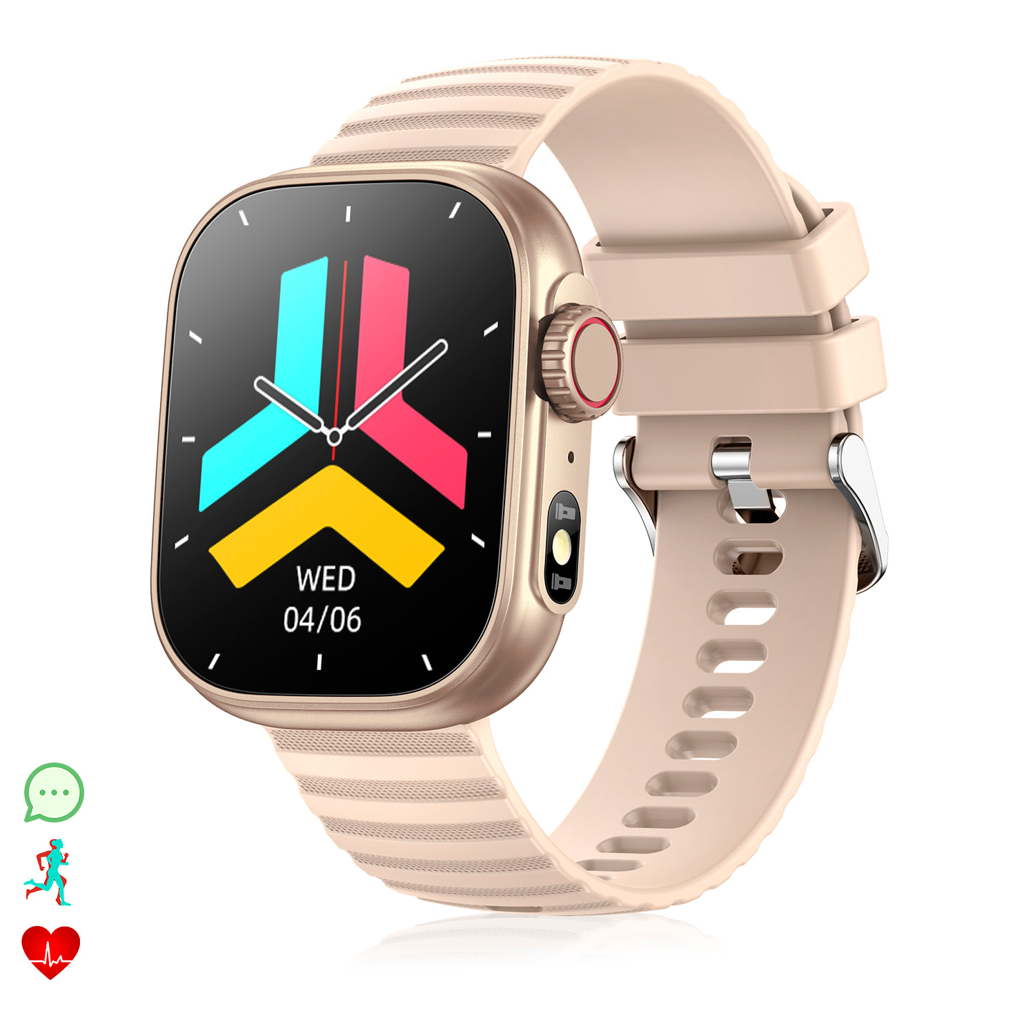 DAM Smartwatch ZW39 con notificaciones de Apps, llamadas Bluetooth. Monitor de tensión y oxígeno en sangre. 3,7x1,1x4,7 Cm. Color: Oro