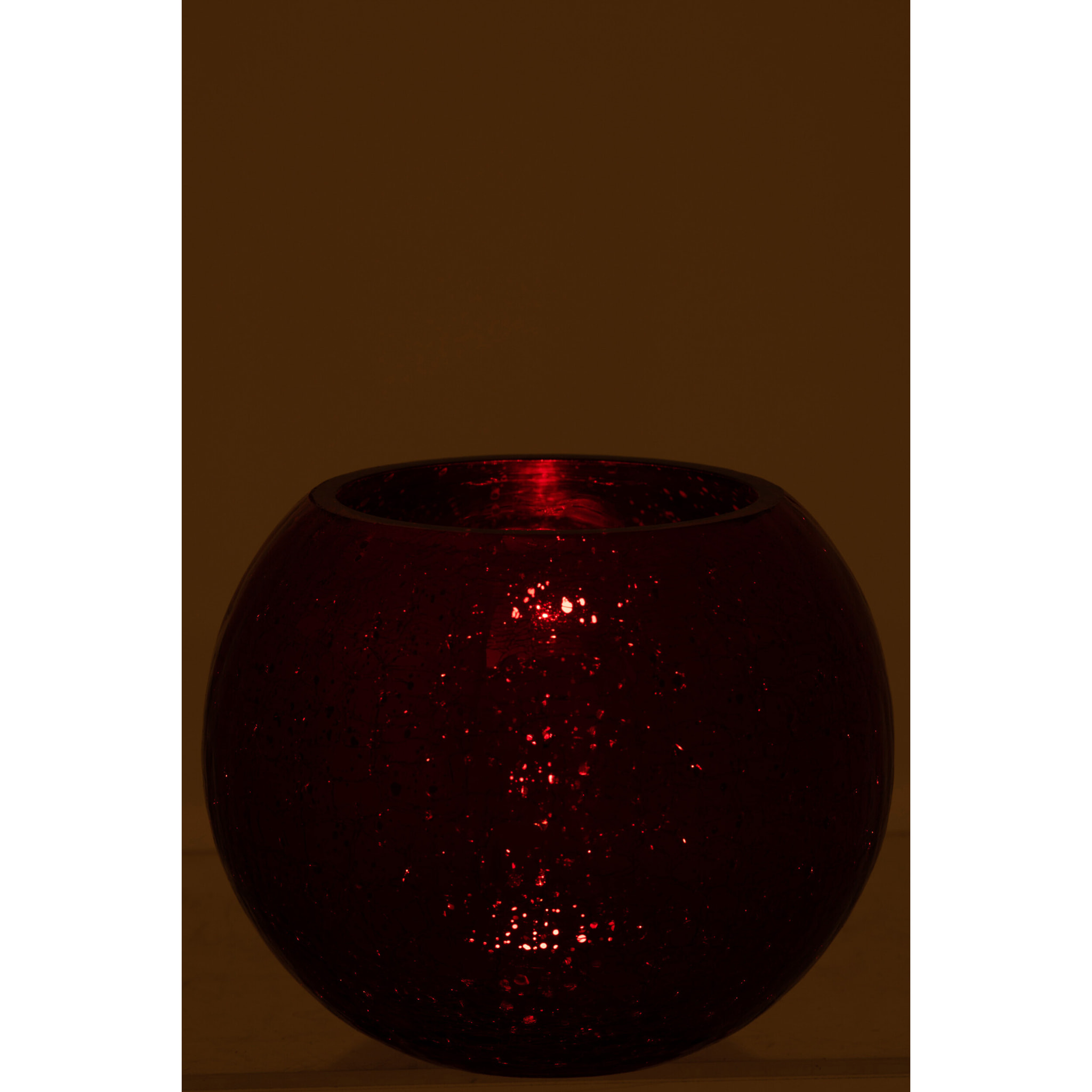 J-Line photophore Boule Craquele - verre - brillant rouge - large