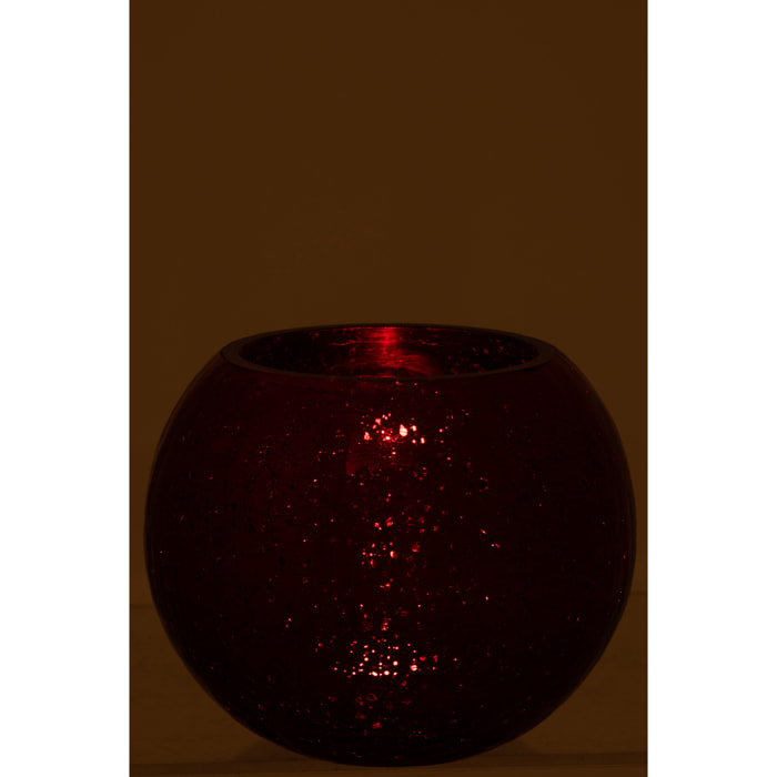 J-Line photophore Boule Craquele - verre - brillant rouge - large