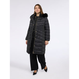 Fiorella Rubino - Piumino lungo bimaterico - Nero