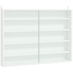 Vitrina de Pared Vitrina de Madera con Estantes Ajustables y 2 Puertas Correderas de Vidrio para Colecciones Perfumes Figuras de Decoración 80x9,5x60 cm Blanco