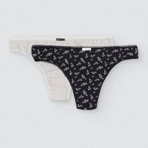 Confezione da 2 mutandine midi stampate in bianco e nero