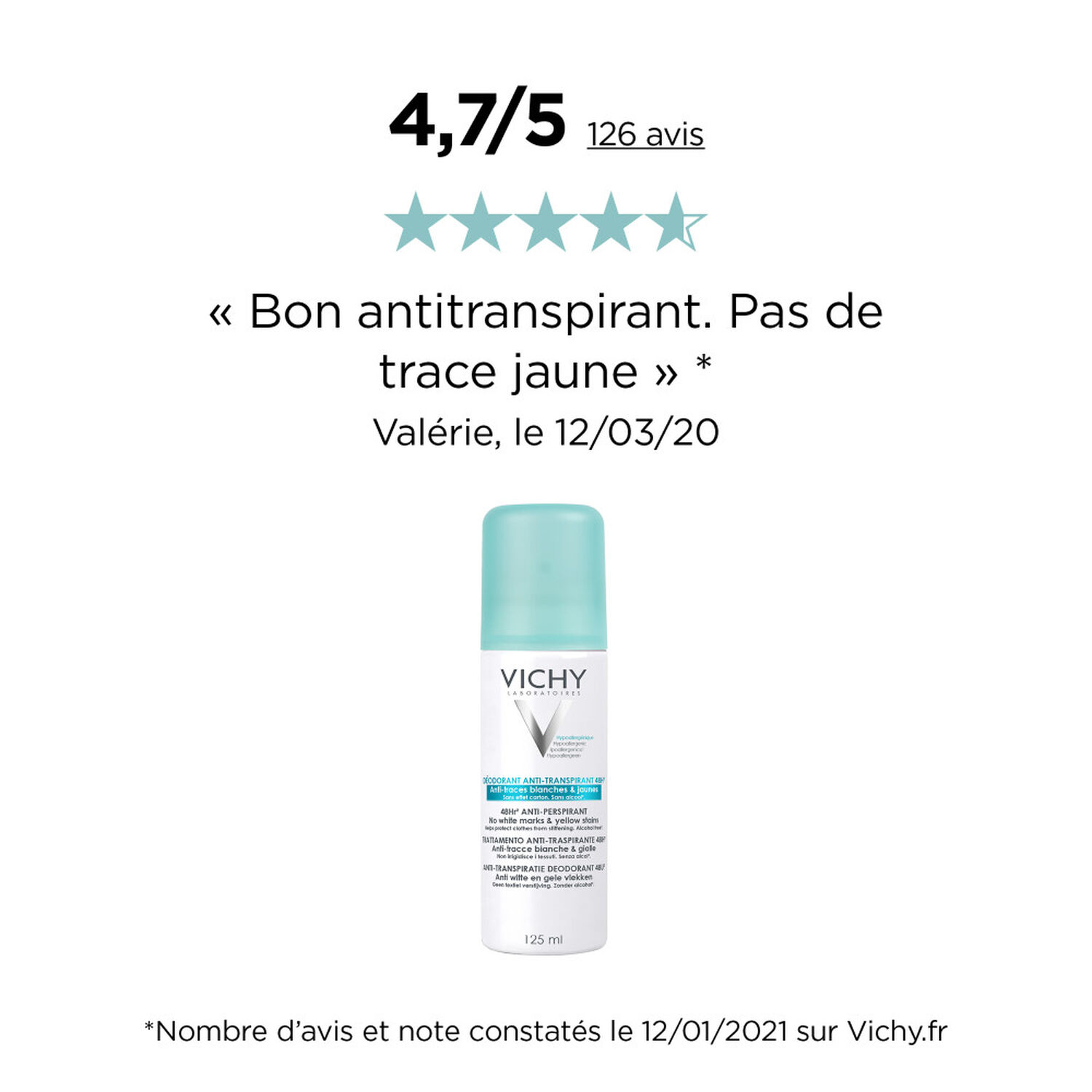 Anti-Transpirant - Déodorant Anti-Traces 2x125 ml