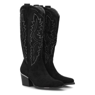 Bota cowboy para mujer de caña alta con diseño brillante, ideal temporada Otoño Invierno.