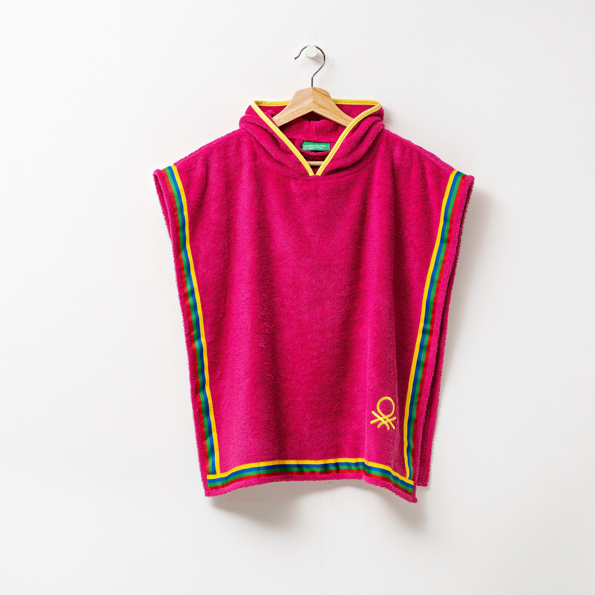 Albornoz poncho de niño 65x65cm 380 gsm 100% algodón rosa kids be