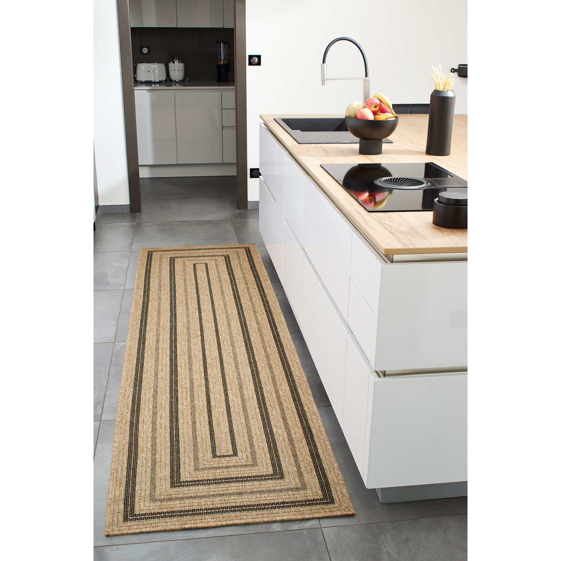 Nature - tapis effet jute noir