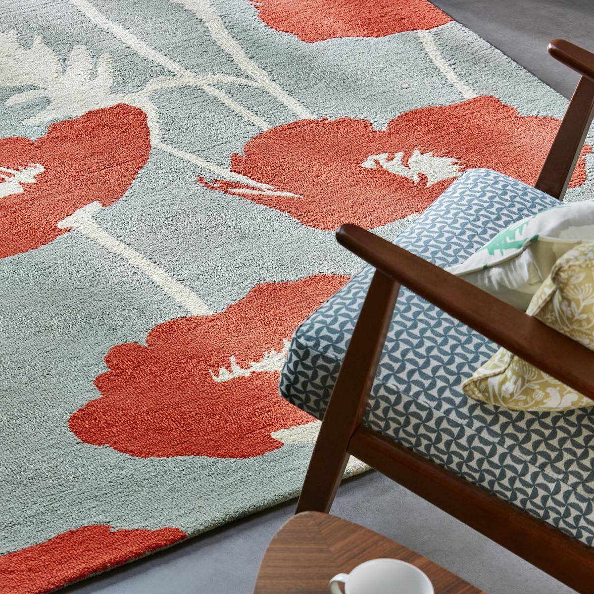 Tapis salon et chambre fait à la main en laine motif floral NUITORQ