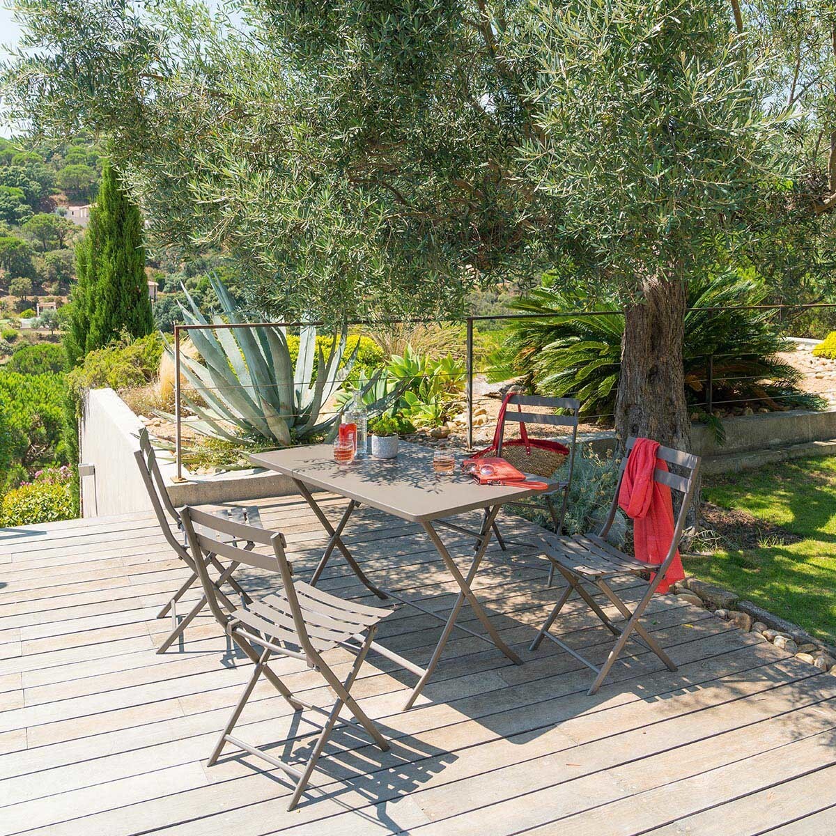 Table de jardin pliante rectangulaire "Greensboro" tonka 4 places en acier traité époxy