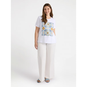 Fiorella Rubino - Camiseta con estampado de mayólica - Blanco
