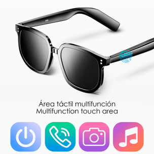 Occhiali intelligenti V1 PRO, controllo chiamate bluetooth, assistente vocale, controllo remoto della fotocamera, filtro solare con protezione CAT.3