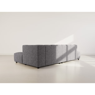 Curtis - canapé d'angle droit 4 places sans accoudoir en tissu texturé - Gris foncé