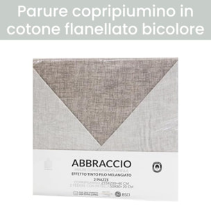 Intrecci - Set Copripiumino, 100% Flanella di Cotone, Morbido e Caldo, Sacco Copripiumino 1 Federa/e, Effetto Tinto in Filo, Double Face, Una Piazza e Mezza