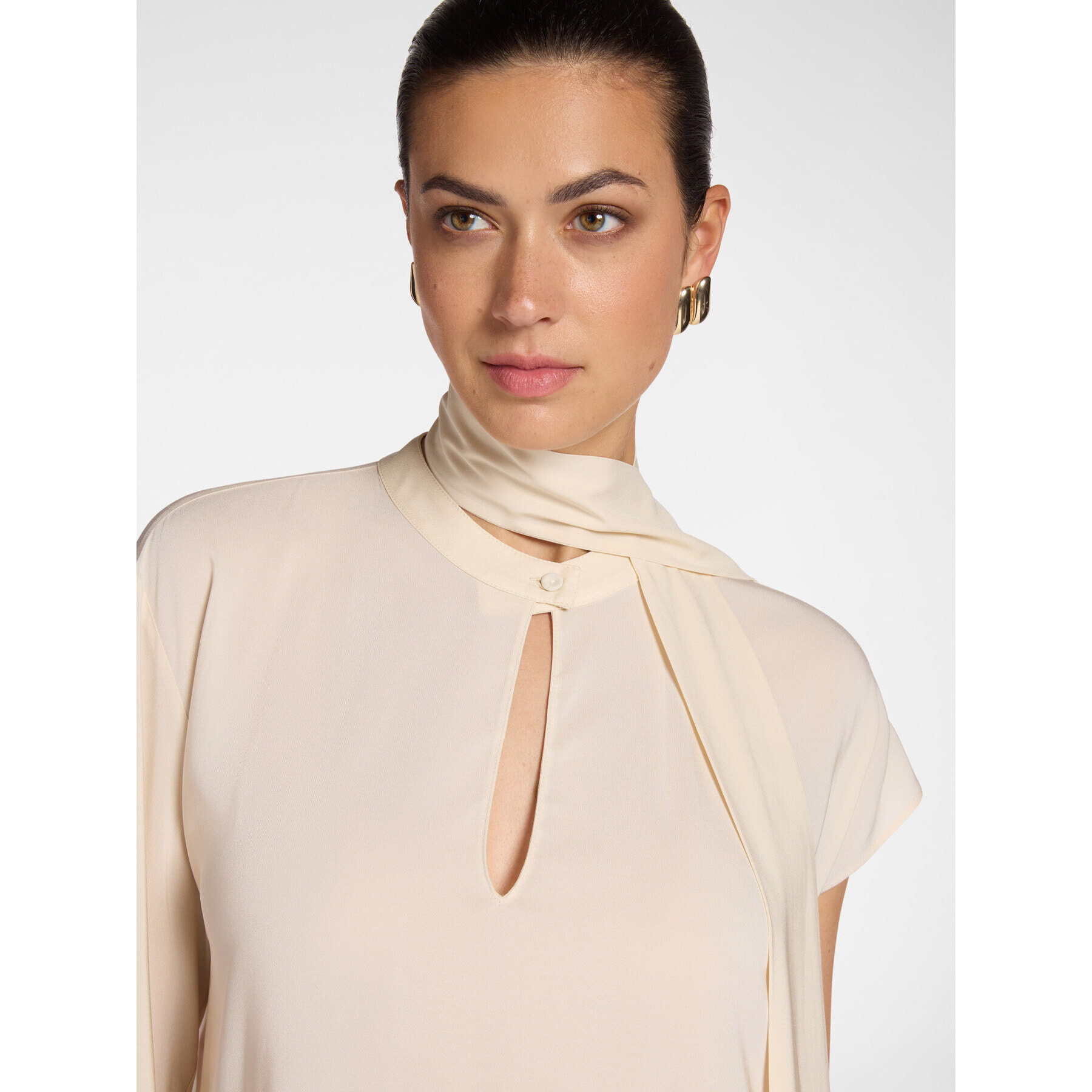 Elena Mirò - Blusa larga asimétrica con fajín - Beige