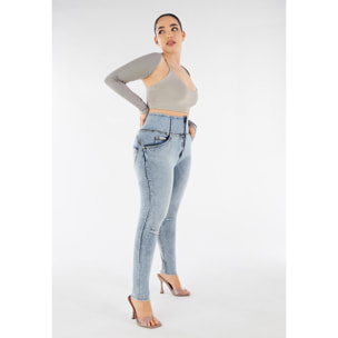 Jeans push up WR.UP® curvy denim navetta marble con strappi