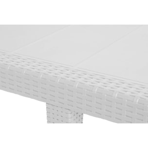 Tavolo da esterno Roma, Tavolo rettangolare allungabile da pranzo, Tavolo da giardino estensibile effetto rattan, 100% Made in Italy, Cm 150x90h72, Bianco