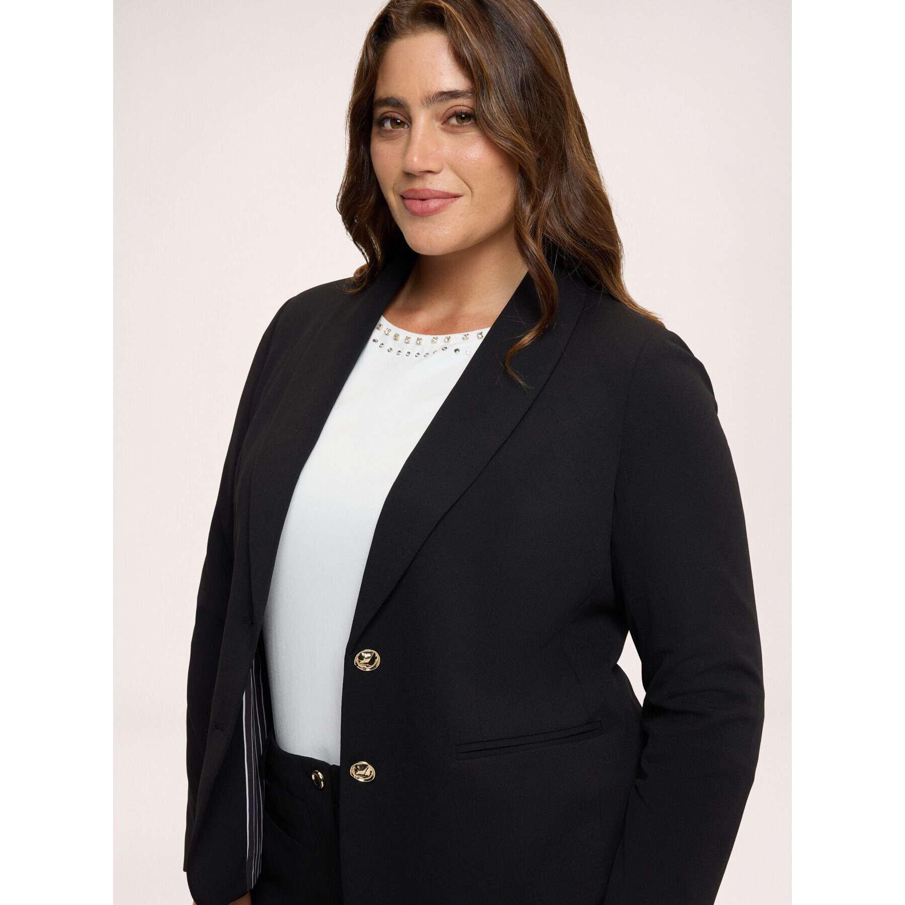 Fiorella Rubino - Blazer cropped in tessuto stretch - Nero