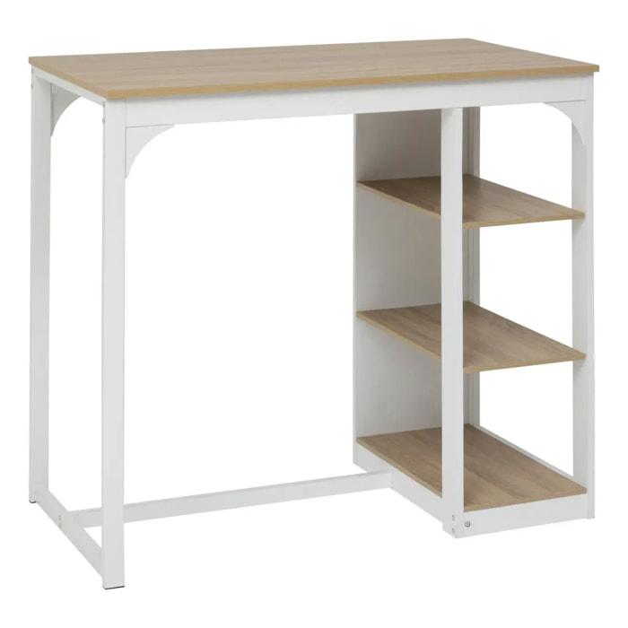 Table de bar 2 places Eat up blanc et bois