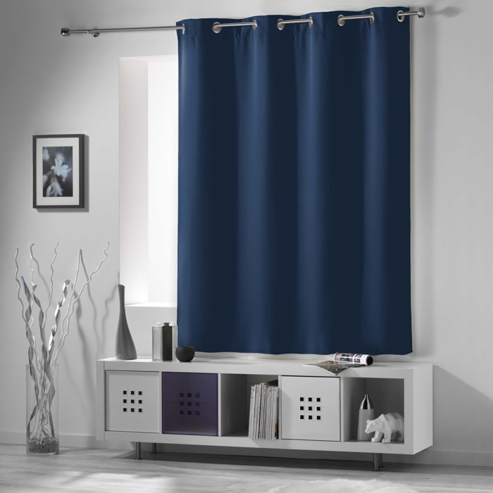 Rideau court obscurcissant 90 % adapté radiateur - Bleu Marine