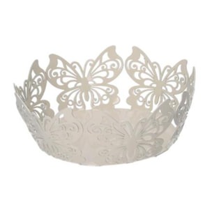 Cestina in metallo farfalla crema tondo cmø20h7