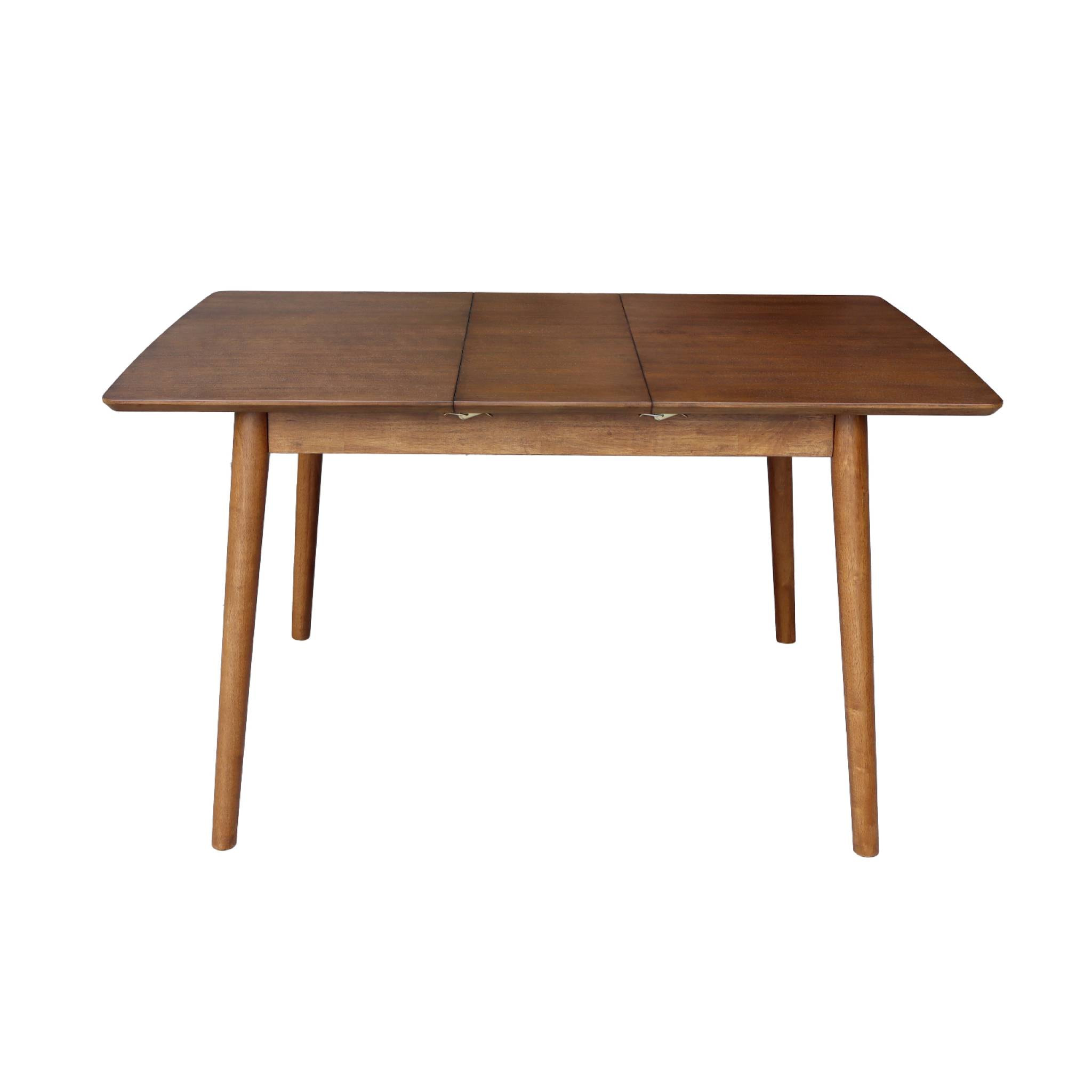 Table à manger rectangulaire extensible bois d'hévéa et placage chêne noyer 4-6 places - 110/140 x 100 x 75 cm - Lina