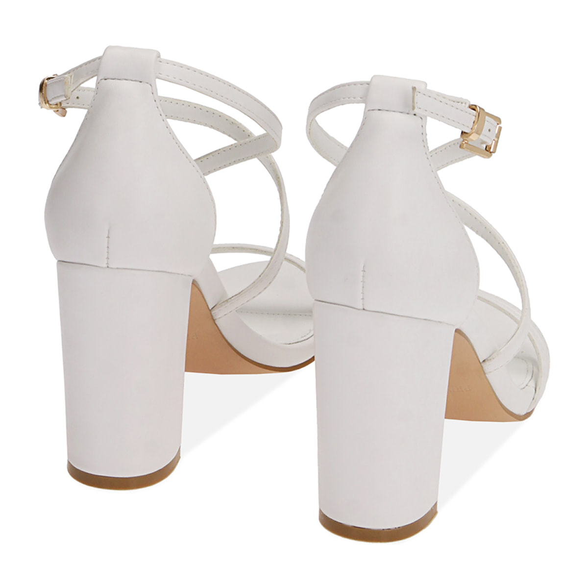 Sandali bianchi con cinturino, tacco 9 cm