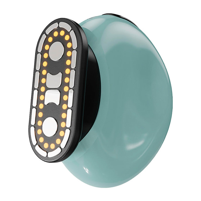 Dispositivo facial JM-115 con microcorrientes, luz LED roja y vibración para mejorar firmeza, contorno y absorción de tratamientos. Batería recargable y 4 modos de uso.