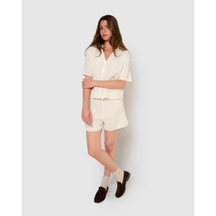 Set de camisa y short de algodón lino natural