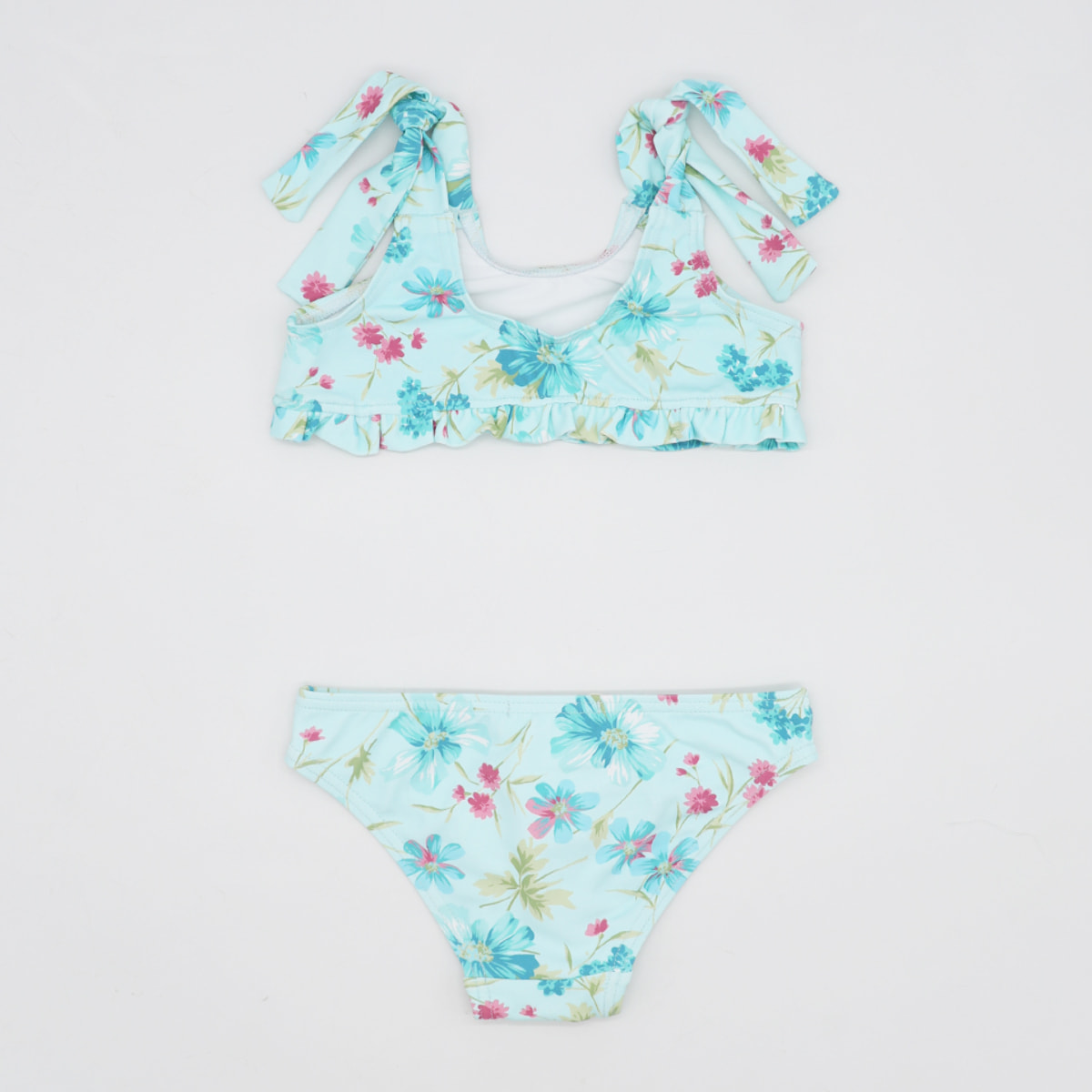 BIKINI FLOR AZUL GRANDE TIRANTE Y LACHO ANCHO