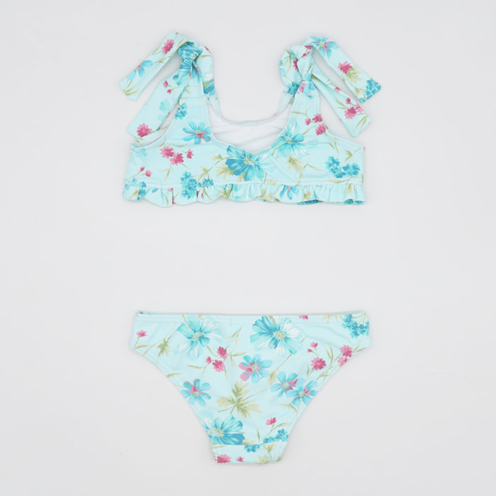 BIKINI FLOR AZUL GRANDE TIRANTE Y LACHO ANCHO