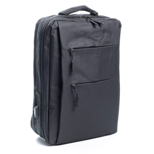 Zaino da cabina multiscomparto, porta laptop 17". Adattabile a Trolley. Presa USB esterna nascosta.