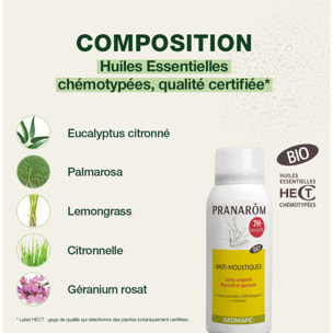 Pranarom - Spray Corporel - Anti-moustiques - Bio - 75 ml