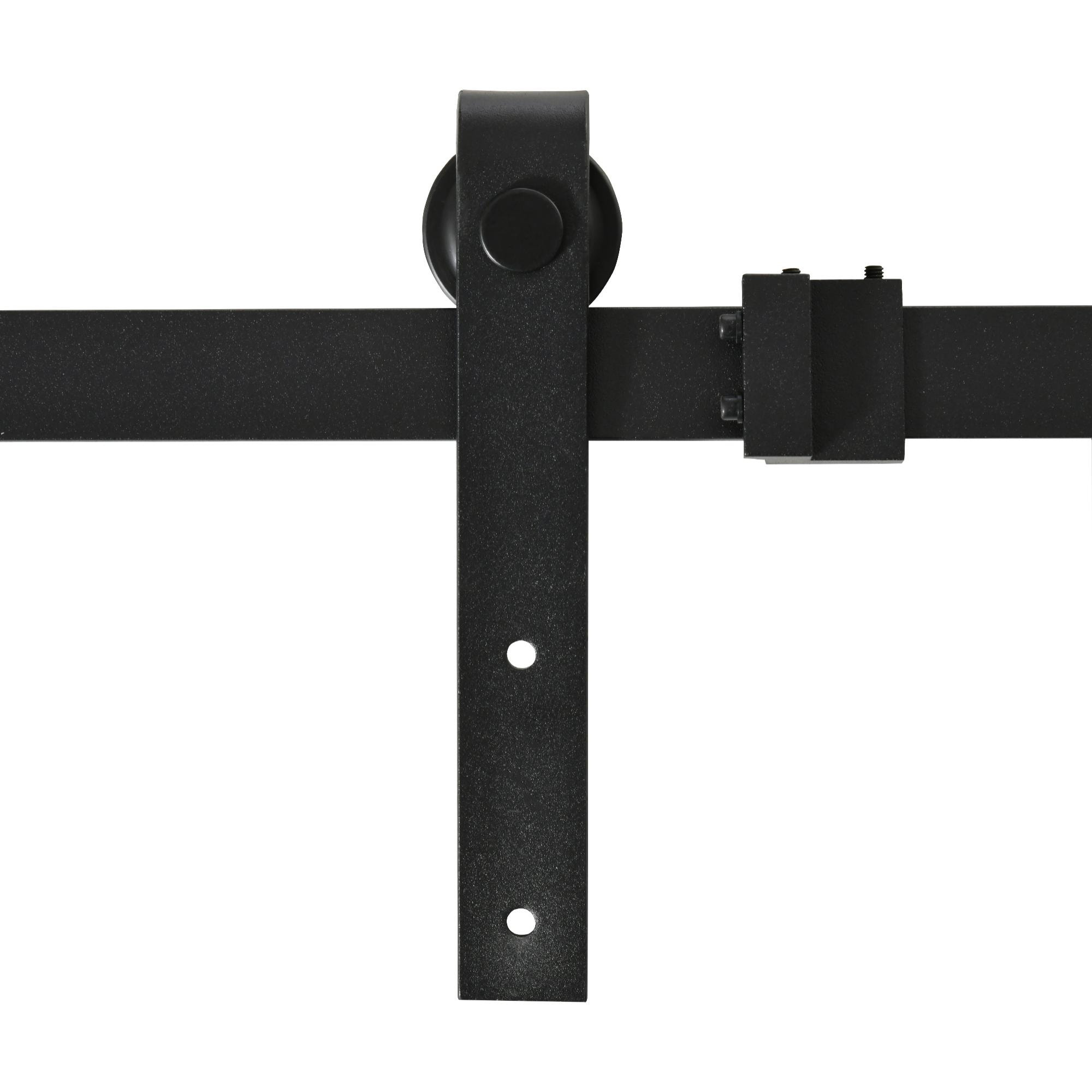 Herraje para Puerta Corredera 200 cm Kit de Accesorios para Puerta Corrediza de Madera con 2 Rieles de Acero al Carbono Carga 40 kg 200x0,4x18 cm Negro