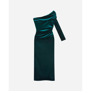 Vestido midi asimétrico terciopelo.