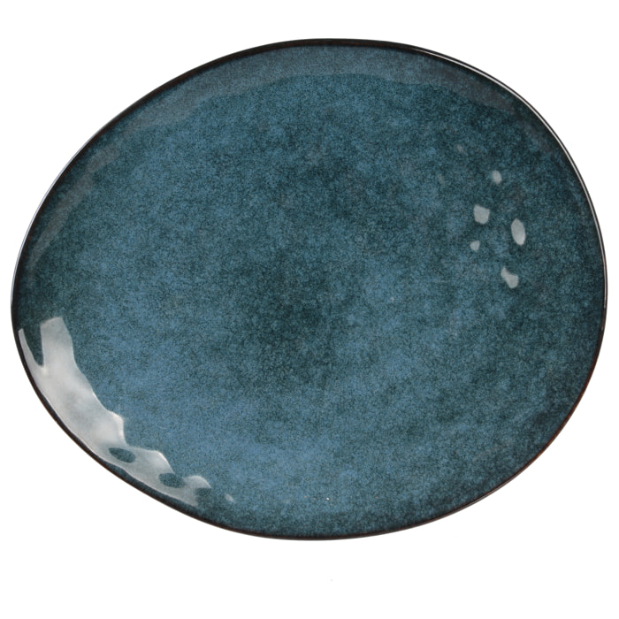 Assiette Galet 27.5x23cm Au Gres Du Temps Bleu