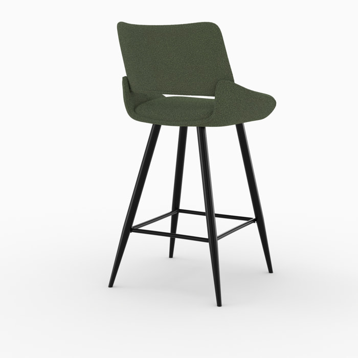 Lot de 2 chaises pour îlot central en tissu bouclé vert kaki 66 cm - Alfy