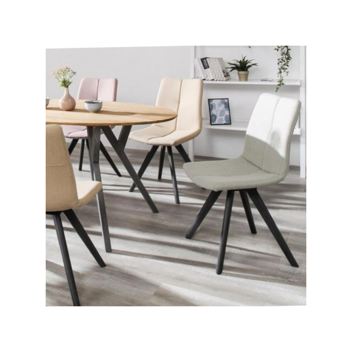 Lot de 2 chaises capitonnées en tissu - 4 coloris - JAPAN