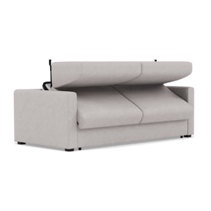 Julia - canapé 3 places convertible couchage quotidien matelas 14 cm en tissu - Gris clair