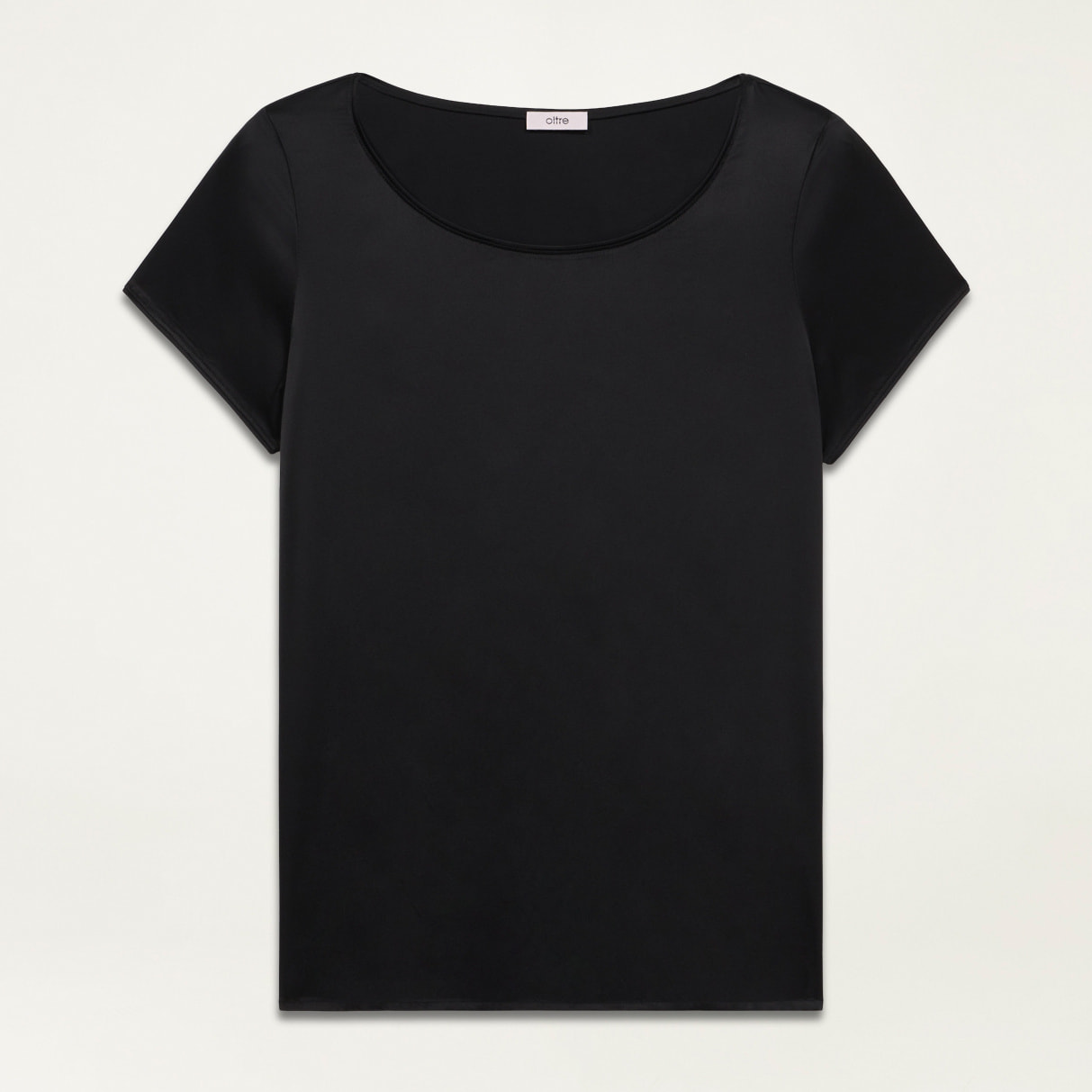 Oltre - Blusa maniche corte in raso - Nero