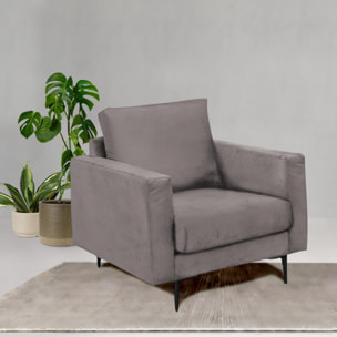 Fauteuil Caruso Velours Gris clair - 1 Place